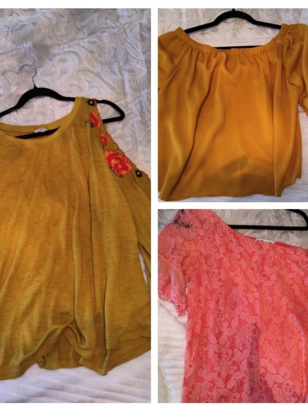 3 Women's Large Colorful Blouses Shoulder Charlotte Russe & Other Tops Bundle